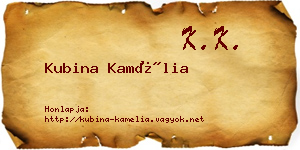 Kubina Kamélia névjegykártya